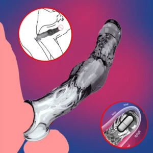 23cm Vibrating Penis Enlargement Sleeve Reusable Condoms Male Penis Cock Ring Extender Sex Toys for Men G Spot Delay Ejaculation