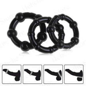 3 Pcs/Set Cock Penis Ring Bead Penis Ring Male Delay Ejaculation Lasting Silicone Erection Ring Sex Toys For Men Adults