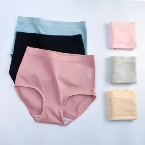 3PCS/Set M-3XL Women Plus Size Panties Cotton Underwear Lingerie 6 Solid Colors Sexy Female High Waist Seamless Briefs NKT2119