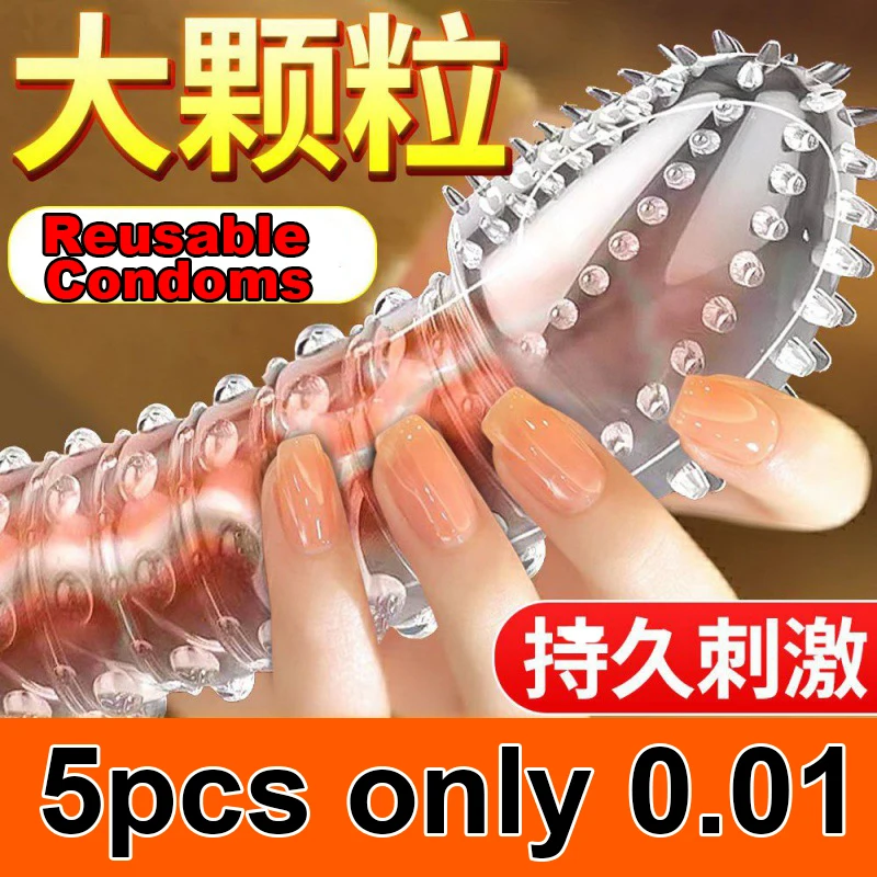 5pcs Unusual Spike Condoms Penis Extension Sleeves Sex Toys For Men Delay Ejaculation Reusable condoms Enlargement Sperm Lock