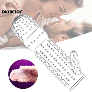Extension Reusable Condom Penis Sleeve Male Enlargement Time Delay Spike Clit Massager Cover Crystal Clear Condoms Adult Sex Toy