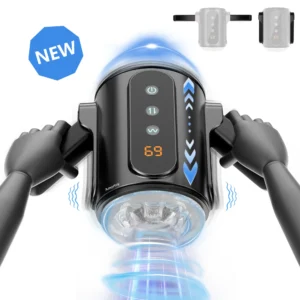 Foldable Handles Male Masturbator Pocket Pusssy Adult Sex Toys Man Thrusting Vibration Blowjob Sucking Machine Vagina Stimulator