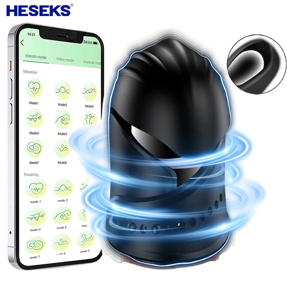 HESEKS APP Bluetooth Penis Vibrator for Men  Powerful Vibrator Male Masturbator Delay Trainer Sex Toys for Men Trainer Automatic