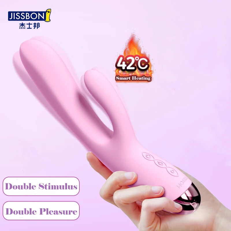 JISSBON Dildo Rabbit Vibrator Heating 42°C Double Head Stimulates Vaginal G-Spot Adult Massage Woman Sex Toy Vibrat