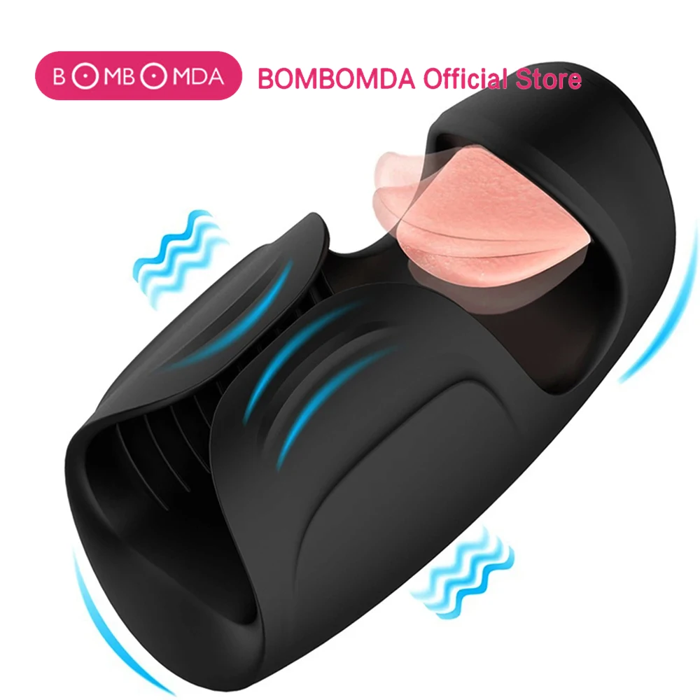 Masturbator for Men With Tongue Automatic Glans Exerciser Delay Ejaculation Male Blowjobs Machine Penis Vibrator Sex Toy for Men