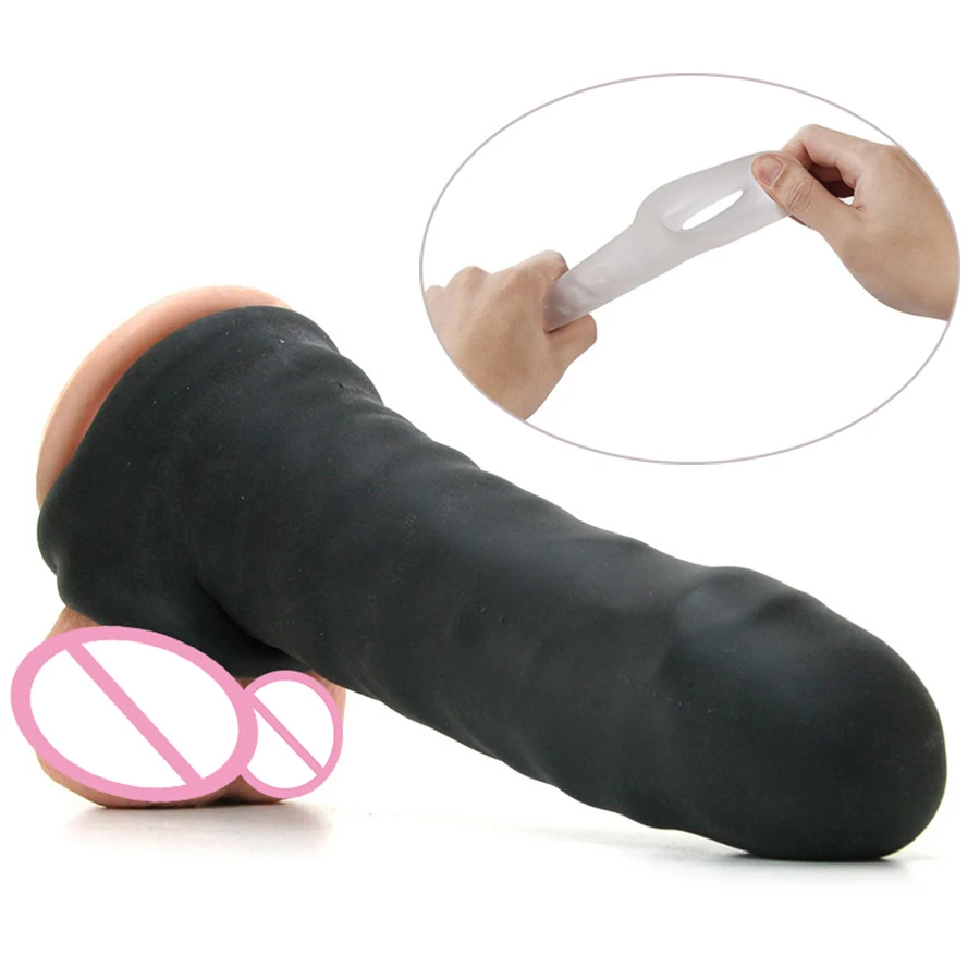 Reusable Condom Soft Spikes For Penis Enlargement Cock Ring Penis Extender Dick Cover Condoms Intimate Goods For Male Sex Toys
