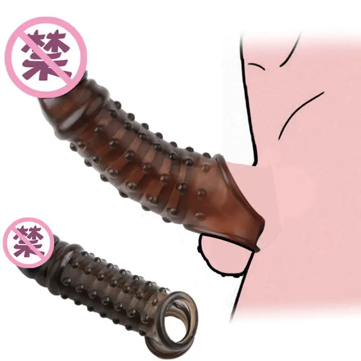 Reusable Penis Extender Cock Rings Delay Ejaculation Penis Condoms Dick Sleeve Silicone Glans Cover Enlargement Sex Toys For Men