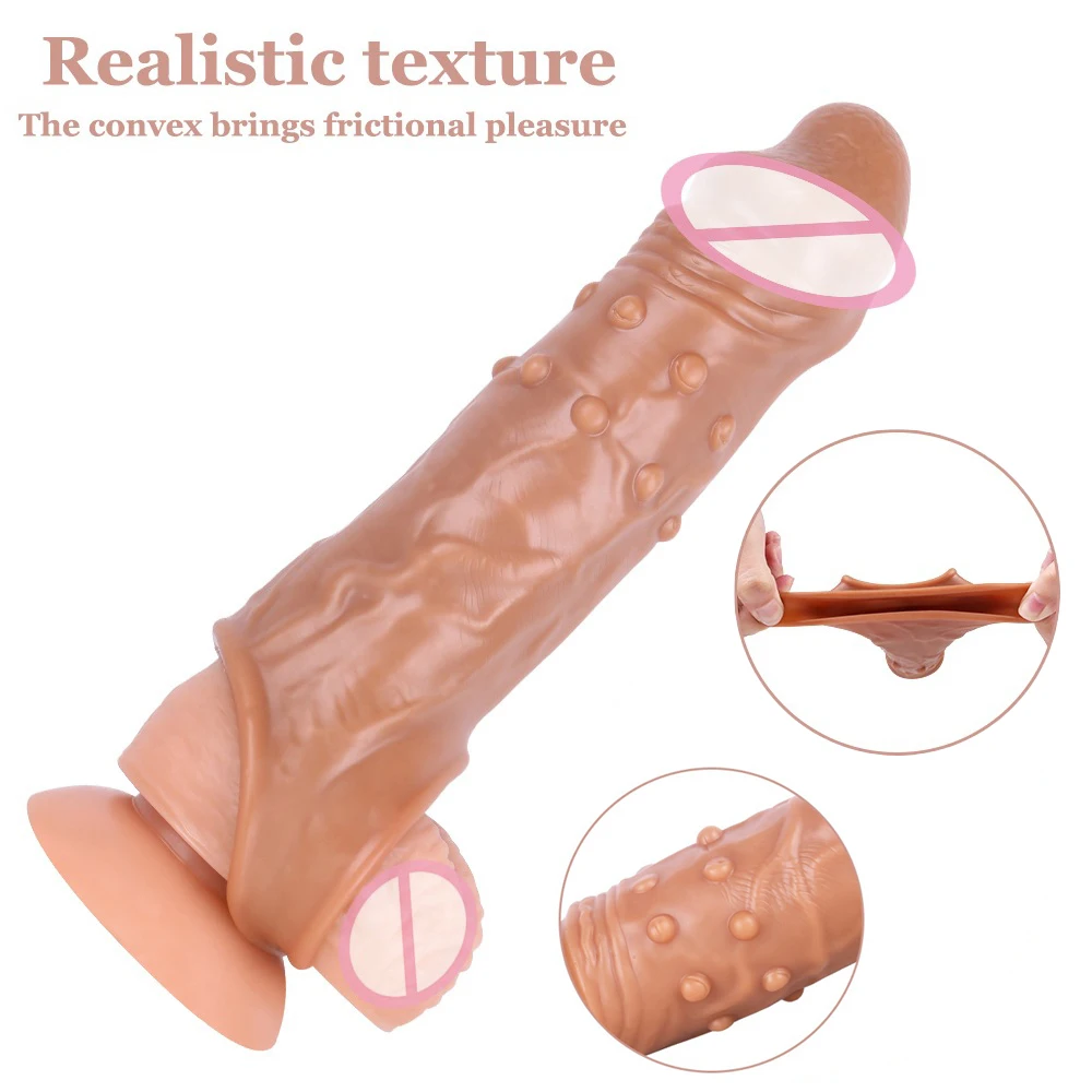 Reusable Silicon Condom With Spike Dotted Penis Sleeve For Men Dildo Sheath Condoms Extender Sleeve Penis Cocks Cover Sex Toys