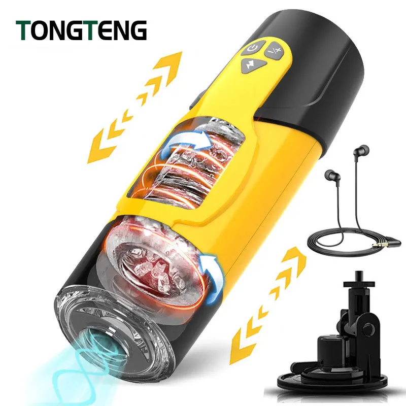 Telescopic Rotation Masturbator Cup Vagina Masturbation Blowjob Adults Sex Toys for Men Male Piston Automatic Mastubator
