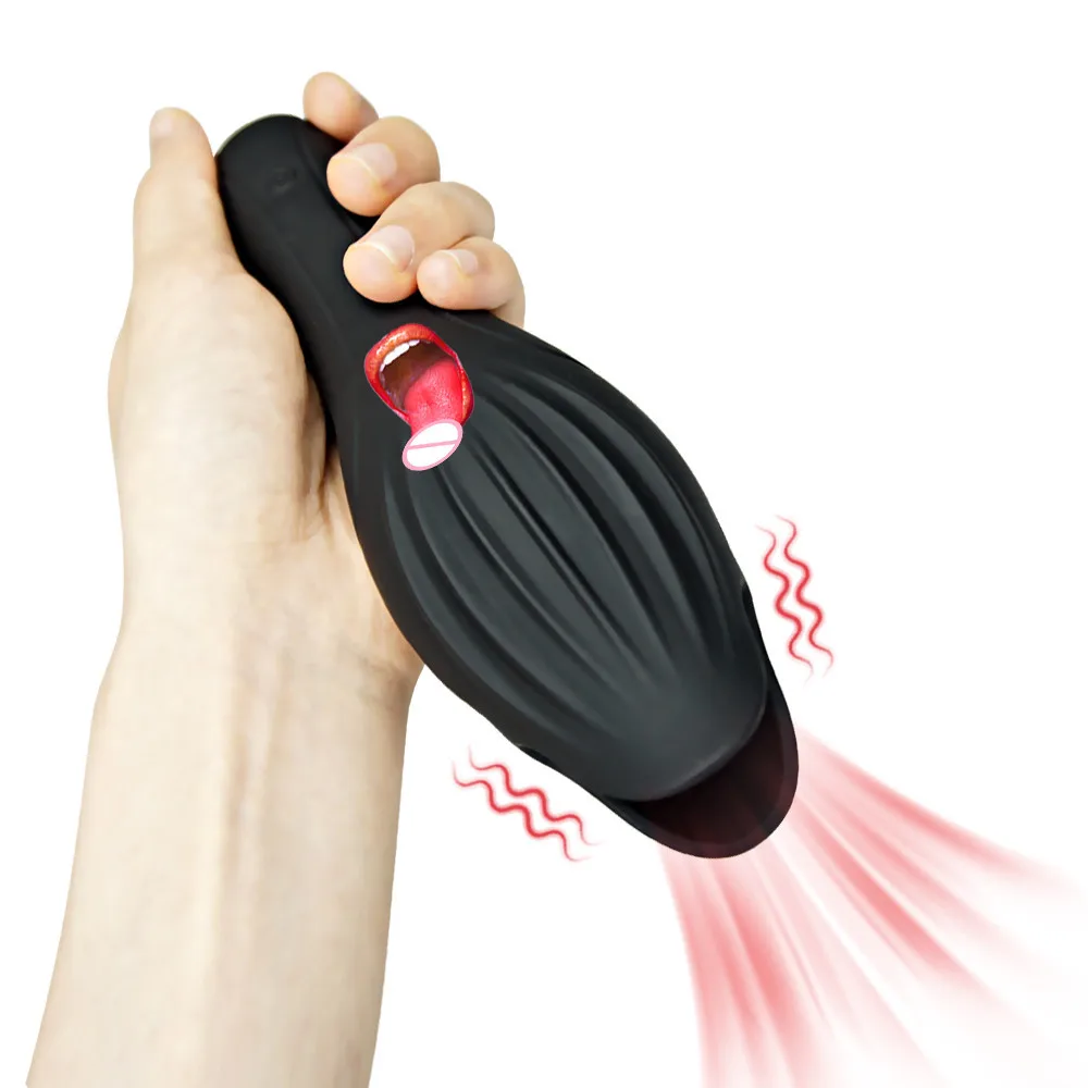 Tougue Lick Penis Massager Vibrators Masturbator for Men Glan Stimulator Masturbation Cup Lasting Delay Endurance Oral Sexy Toys